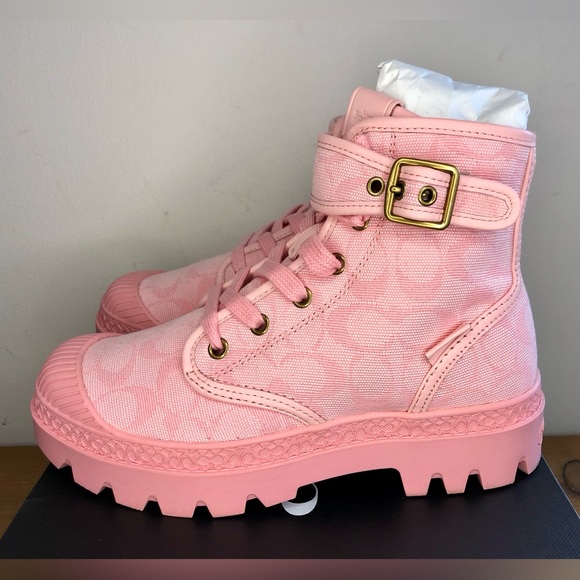 Coach Trooper Canvas Mid Top Boot in Crystal Pink Size 6.5 - Picture 3 of 11